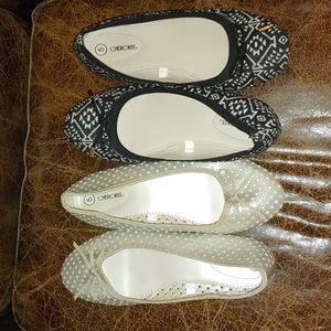 2 Pairs Ballet Flats (Gold & Black/White)